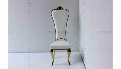 China Witte PU groothandel bruid en bruidegom bruiloft roestvrij staal gouden hoge stoel Te koop