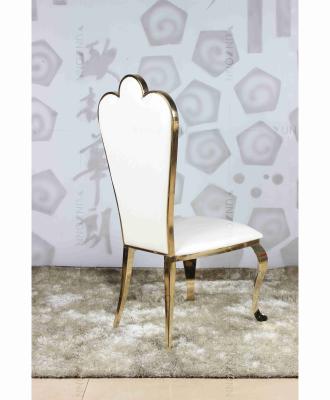 China sillas de banquete al por mayor de PU blanco silla de oro de acero inoxidable para bodas en venta