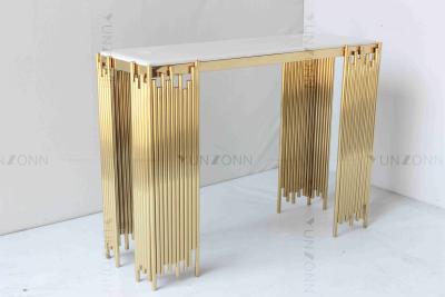China Mobília luxuosa moderna tubular branca e do ouro de console da tabela de parede do armário da prateleira à venda