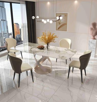 China A cadeira de mesa de jantar contemporânea luxuosa ajusta-se com X base inoxidável de Teel à venda