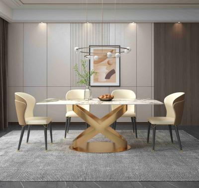 Chine La chaise de table de salle à manger en pierre rectangulaire blanche place les piédestaux en bronze à vendre