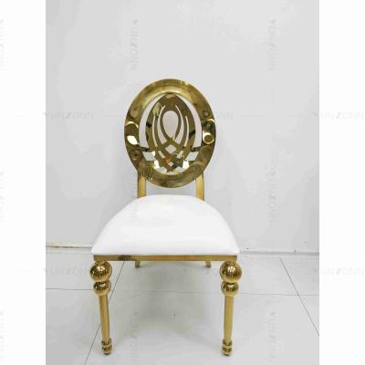 China Classic Stackable Wedding Banquet Chair Stainless Steel Leather Wedding Chair for sale