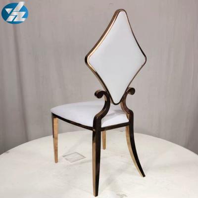 China Luxury 50X55X107 SS Diamond Wedding Golden Dining Chair OEM White for sale