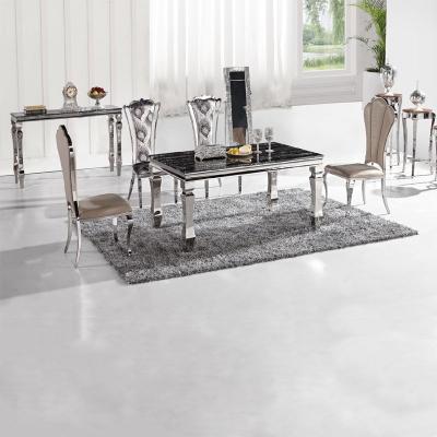 China Marble Luxury Modern Dining Tables Prismatic Table Leg 8 Seaters Home Furniture Silver for sale