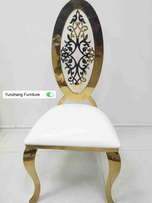China Ellipse High Back Golden Wedding Dining Chair With Flower OEM for sale