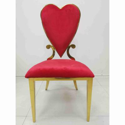 China Poker Red Heart Wedding Banquet Chair Leather Velvet Cushion Dining Room Furniture for sale