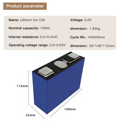 China 3.2V 106Ah LiFePO4 Lithium Ion Battery Cells High Energy Density for sale