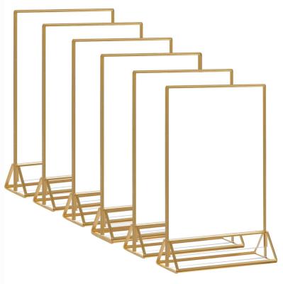 China Modern Acrylic Number Frame Wedding Table Sign Frame Gold Desgin Table Menu Double Sided Display Rack for sale