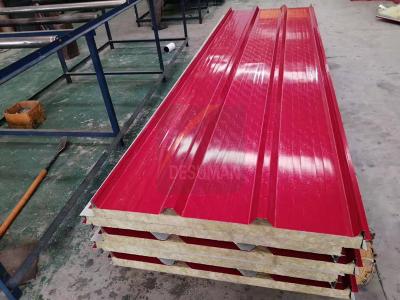 China Workshop Red Fireproof Rockwool Sandwich Roofing Panel for sale