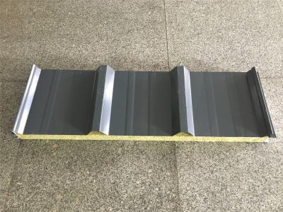 China PPGI Steel Rock Wool Sandwich Panel For Roofing Iron Grey Color for sale