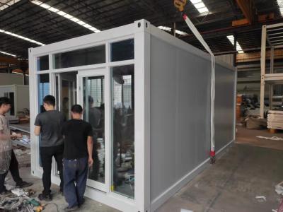 China Light Steel Structure Office Flat Pack Container House With Glass Wall for sale