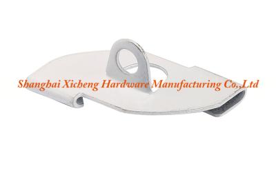 China White Powder Coated Metal Stamping Parts , Hardened Steel Horizontal Clip With Suspension Hole for sale