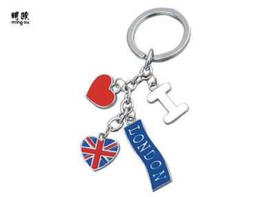 China Flat Metal Souvenir Key Chain For Travel Market , I Love UK Stainless Steel Key Ring for sale