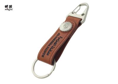China Soft Enamel Brown Personalised Leather Keyrings For Men OEM / ODM Avaliable for sale