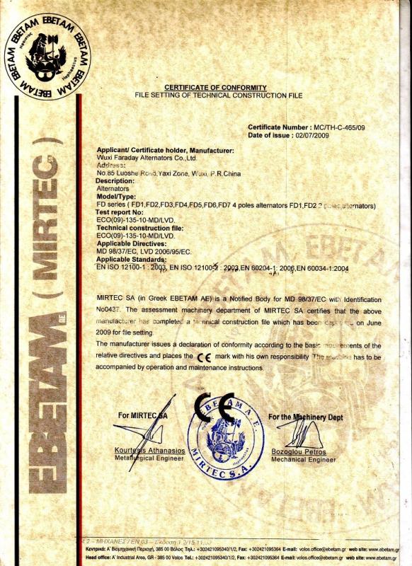 Certificate of Conformity - Wuxi Flourish Machinery Co., Ltd