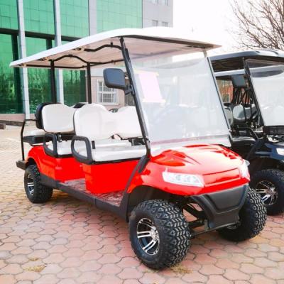 China Red 4+2 golf cart can carriage 6 passenger with 10 inch tyre and 4 kw motor low price high quality for sale