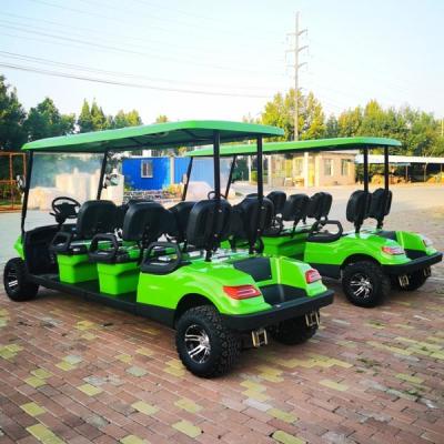 China Verde 6 Personas 35 Mph Carro de golf eléctrico Club de automóviles ODM OEM batería de plomo-ácido autobús de turismo en venta
