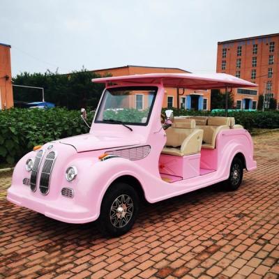 China Pink Classic Sightseeing Car Neues Elektro-Vintage-Auto kann 8 -11 Personen transportieren zu verkaufen