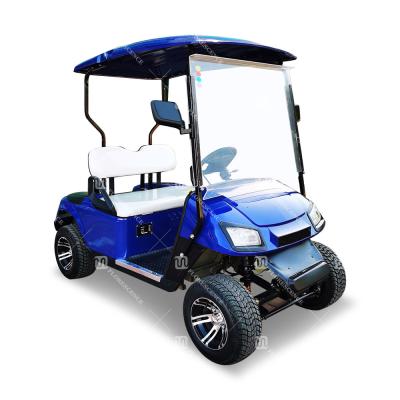 China 35mph Two Seat EV Blue Golf Car Electric Buggy Road Legal With All Terrain Tires for sale