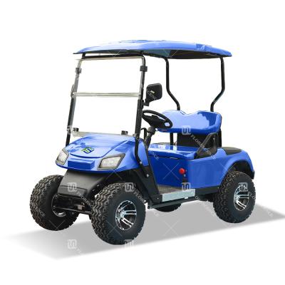 China Color azul profundo Mini 2 plazas carro de golf con batería y faro LED exportado EE.UU. en venta