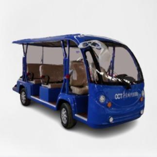China Blue Electric Sightseeing Cart 11 Seater Sightseeing Bus With 72V Battery for sale