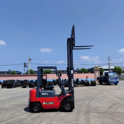 China 1500kg Loading Capacity Diesel Powered Forklift FD15 Overhead Guard Height 2040mm for sale