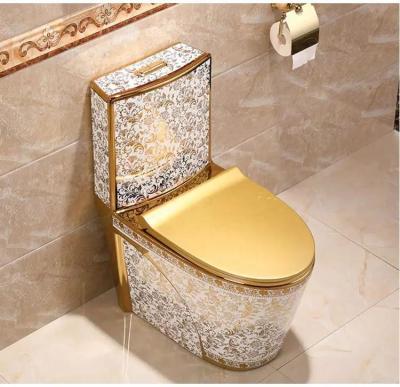 China Luxury Golden Odm Toilet Sanitary Ware One Piece Ceramic Bathroom Graphic Design for sale