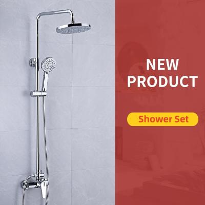 China High Pressure Rainfall Chrome Head Shower Set With Handheld Combo Brass for sale