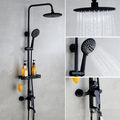 China Modern Bathroom Matte Black Rainfall Shower Head Set Wall Mounted Home for sale