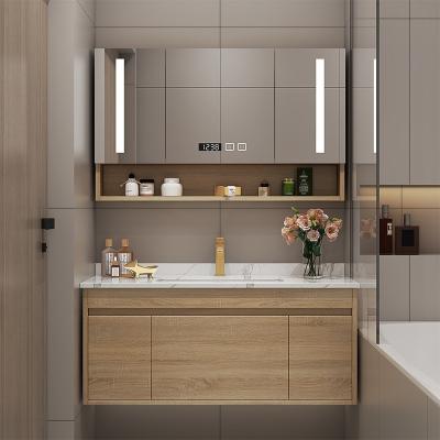 China Counter Top Bathroom Washbasin Cabinet Modern Wall Hung With Mirror For Hotel for sale
