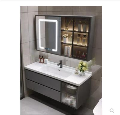 China Daily Grey Bathroom Floor Cabinet Large Household With Drawers Te koop