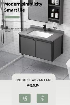 China Space aluminum wash basin cabinet combination bathroom rock plate integrated washing station small household type wash b for sale
