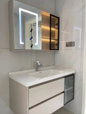 China Contemporary Wall-mounted Washroom Cabinet with Built-in Mirror for sale