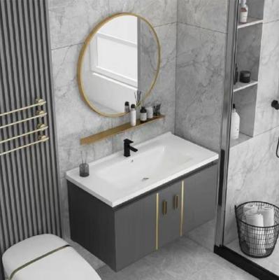 中国 Environmental Friendly Large Bathroom Mirror Cabinet Ceramic Basin 販売のため