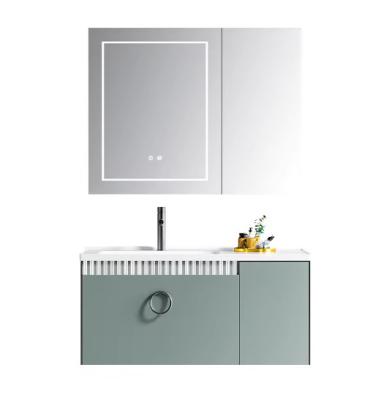 China Waterproof Space Aluminum Bathroom Cabinet Smart Mirror Ceramic Integrated Basin for sale