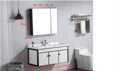 China Mildew Proof vanity Table Top Wash Basin With Cabinet Aviation Aluminum for sale