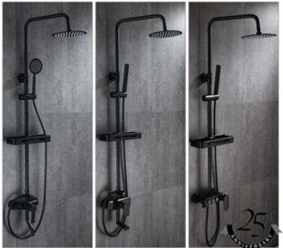 China 3 cabezales de ducha de mano ajustables del oro del negro de la manera llueven el sistema principal de la ducha en venta