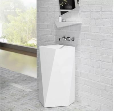 China Acrylic Cabinet Bathroom Wash Basin Luxury Column Pedestal Sink for sale