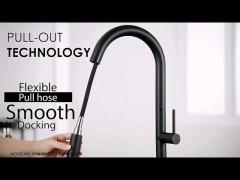 Frosted Black White Pull Out Hot And Cold Water Tap For Wash Basin