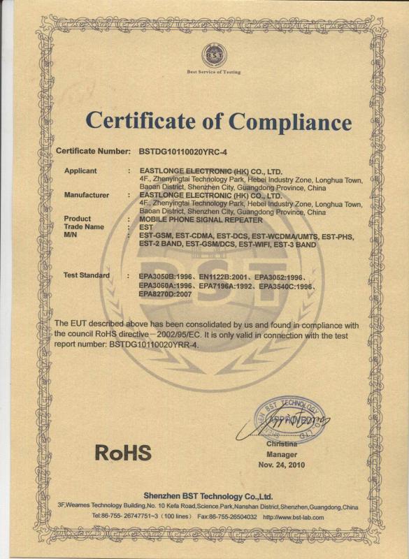 RoHS - EASTLONGE ELECTRONICS(HK) CO.,LTD
