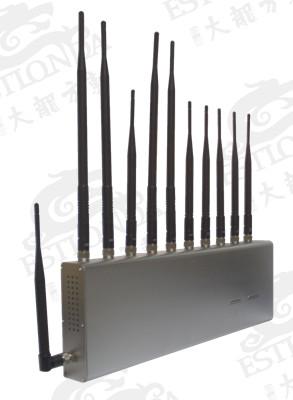China 11 BandS Stainless Steel Silver Cell Phone Signal Jammer Blocking Mobile and WIFI / Earphone for sale