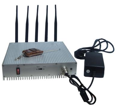 China Remote Control Cell Phone Signal Jammer / Power Adjustable Cell Signal Blocker Metal Shell for sale
