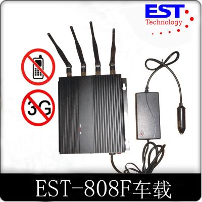 China 3G 33dBm Car Cell Phone Signal Jammer Blocker EST-808F1 With 4 Antenna for sale