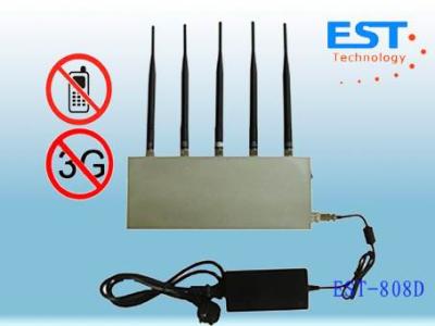 China 5 Antenna 33dBm Cell Phone Signal Jammer / Blocker EST-808D For Custom for sale