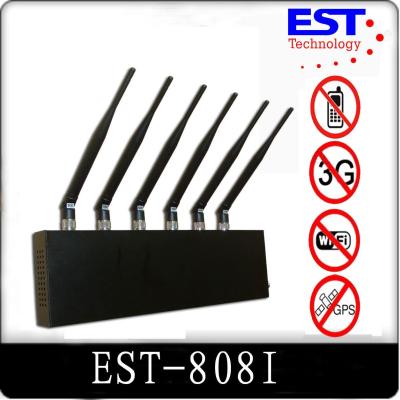 China EST-808I Cell Phone WIFI GPS Signal Jammer / Blocker With 6 Antenna for sale