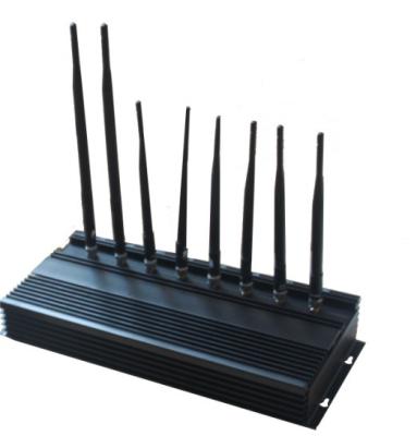 China Cell Phone Signal High Power Jammer 30M Adjustable Radius With 8 Band for sale