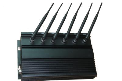 China High Power WIFI 2G / 3G Cell Phone Jammer with Cooling Fans , 6 Antenna for sale