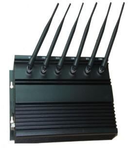 China 6 Antenna Cell Phone Signal Jammer , High Power Desktop Cell Phone WIFI Jammer for sale