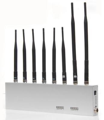 China VHF / UHF GPS Signal Jammer 2G 3G Wifi 34dBm With 8 Antennas for sale