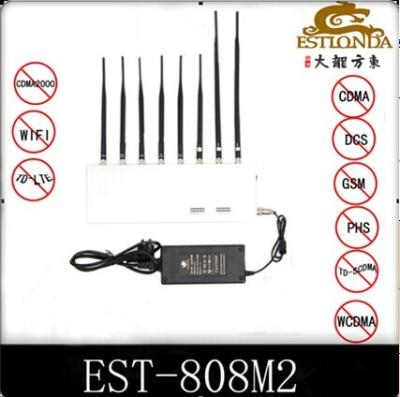 China 34dbm GPS Signal Jammer Wifi / 4G Signal Blocker with 8 Antennas for sale